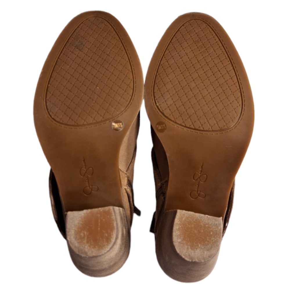 Jessica Simpson Women's Suede Ankle Heeled Boots Tan 7 1/2 M - Picture 8 of 14